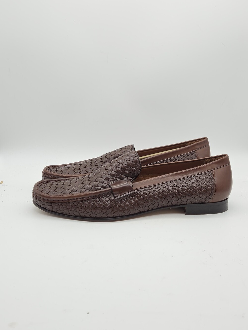 Mezlan Brown Leather Woven Loafers Dress Shoes Size 13